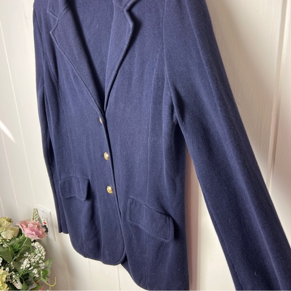 Ralph Lauren Navy Blue Sweater Knit Blazer-M - Picture 5 of 11